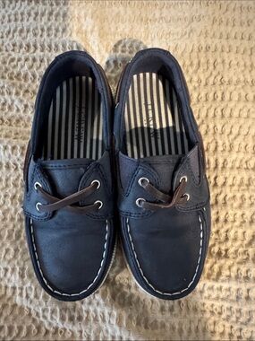 J. Crew Navy Kids' Boat Shoes with Brown Laces
